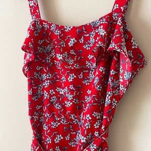 Banana Republic Red Floral Midi Dress Size 4